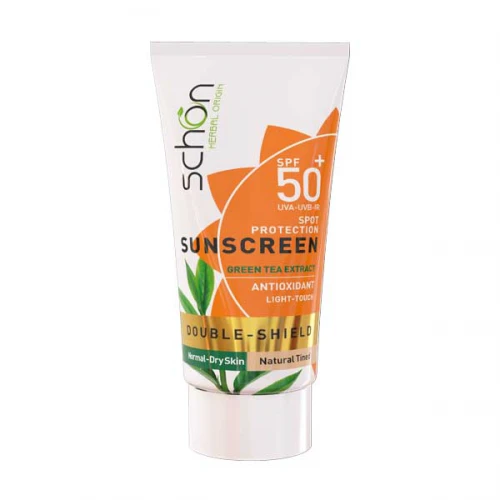 کرم محافظ آفتاب دابل شيلد SPF50  چاي سبز رنگي 50ML - شون